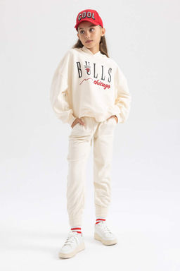 Толстовка свободного кроя с капюшоном NBA Chicago Bulls для девочек - Defacto фото 5