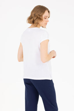 Kad_n Beyaz Bisiklet Yaka Ti__rt