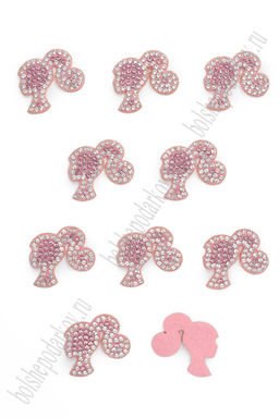 Патчи из фетра со стразами 2,9*2,8 см (12 шт) SF-7699, светло-розовый