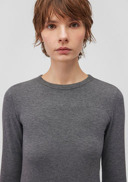 Uzun Kollu Gri Basic Tisort - Mavi фото 5