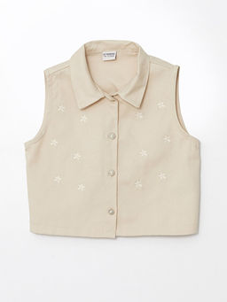 ?i?ek Nak??l? K?z ?ocuk Crop Bluz