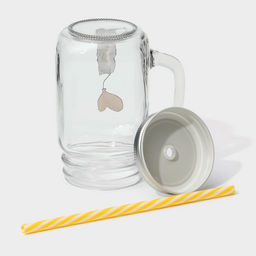 Кружка Доляна Медведь, 450 мл, 10?7.5?13 см, с крышкой и трубочкой, стекло  фото 6
