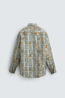 CAMISA RELAXED FIT ESTAMPADO GEOM?TRICO / Celeste - Zara фото 8