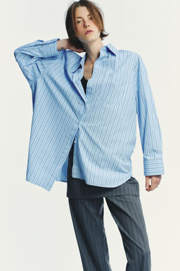 OVERSIZE STRIPED POPLIN SHIRT - Zara фото 13