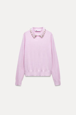 KNIT POLO NECK JUMPER WITH FAUX PEARLS - Zara фото 4