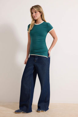 Ekru Regular/Normal Kal?p K?sa Kollu Biyeli Premium Yumusak Orme T-Shirt TWOSS26TS00056 - Trendyolmilla фото 6