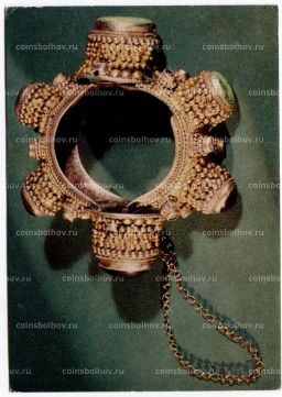 Открытка Браслет. Серебро, бирюза, альмандин. Зернь, позолота XVII-XVIII век.