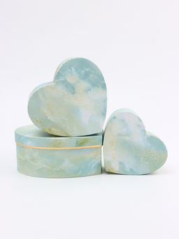 Набор подарочных коробок сердце 3 в 1, бирюзовый мрамор, 22?20?9; 18.5?17?7.5; 16?14?6 см