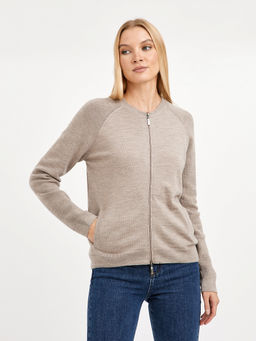 кардиган женский бежевый из шерсти на молнии - Glenfield фото 4
