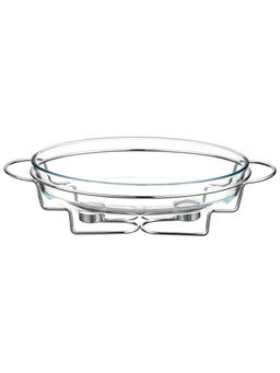 Мармит 3 л 43,5*24,5*19 см "Овальный" с крышкой из нержавеющей стали, на подставке, стекло