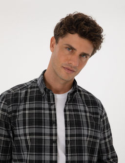 Siyah Ekose Regular Fit Uzun Kollu G_mlek - Pierre cardin фото 2