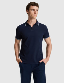 Lacivert Slim Fit %100 Pamuk Apa_ Yaka Ti__rt