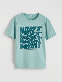 Bisiklet Yaka Bask?l? Erkek ?ocuk Ti??rt