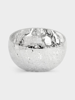 Конфетница, 15х12 см, стекло, серебристая, Кракелюр, Craquelure