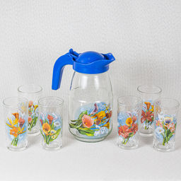 Набор 7пр (кувшин "Радуга" +6 стаканов) с деколью