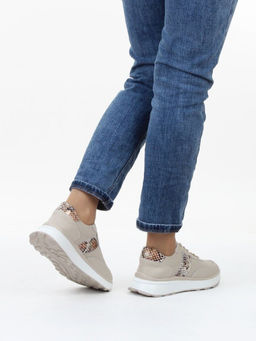 03-C129-2 BEIGE Кроссовки женские (натуральная кожа)