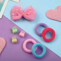 Цена за 6 шт. Набор для волос 11 шт Машенька бантик розовый сеточка (1 зажим,4 резики,6 крабов) - Simaland фото 2