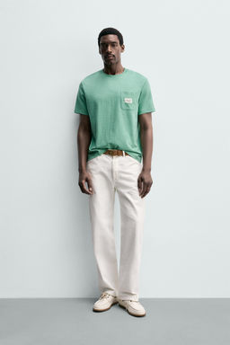 CAMISETA REGULAR FIT BOLSILLO PARCHE / Verde Menta