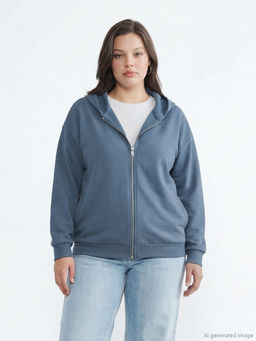 Kap??onlu Soft Touch Kad?n Fermuarl? Sweatshirt