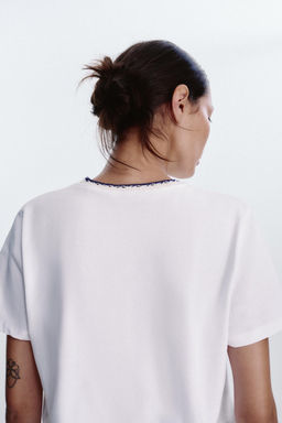 CHUNKY KNIT COLLAR SLOGAN T-SHIRT - Zara фото 4