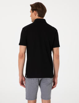 Siyah Slim Fit %100 Pamuk K_vr_lmaz Amerikan Pike Polo Yaka Basic Ti__rt - Pierre cardin фото 12