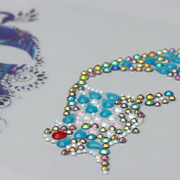 Наклейка - стразы на лицо Крыло бабочки и павлин, 16?17 см