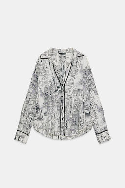 PRINTED BLOUSE WITH PIPING - Zara фото 6