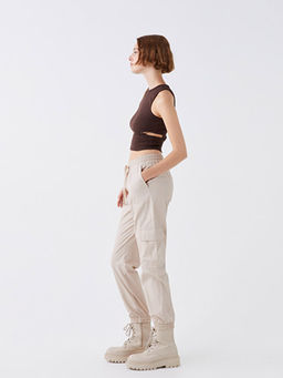 Beli Lastikli Standart Fit Kad?n Kargo Pantolon