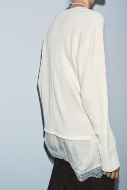 CONTRAST LACE T-SHIRT - Zara фото 3