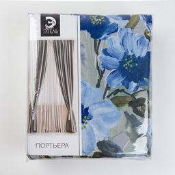 Штора портьерная «Этель. Акварель», 250×265 см, синяя