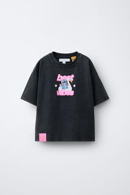 CAMISETA EFECTO LAVADO LILO & STITCH  DISNEY / Gris antracita