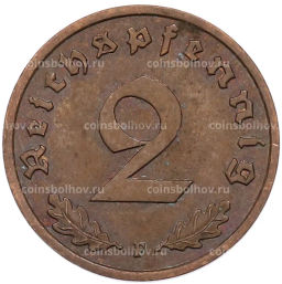 Монета 2 рейхспфеннига 1939 года F Германия
