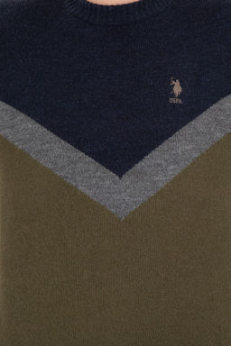 U. S. Polo Assn Мужской вязаный свитер кокосового цвета с круглым вырезом - U.s. polo assn фото 12