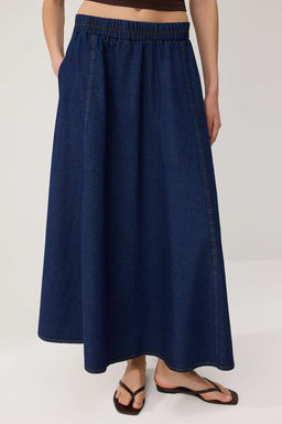 Mavi Volanl? Maxi Denim Etek TWOSS26ET00202 - Trendyolmilla фото 7