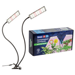 ULT-P37-24W/SPFB/TM/60 IP40 BLACK TWIN Светильник для растений светодиодный с таймером, на прищепке. Спектр для фотосинтеза. TM Uniel