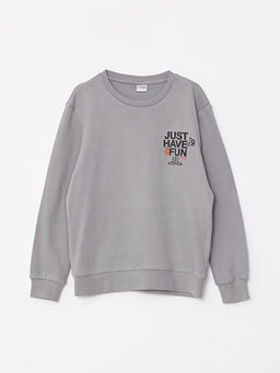 Bisiklet Yaka Bask?l? Uzun Kollu Erkek ?ocuk Ti??rt