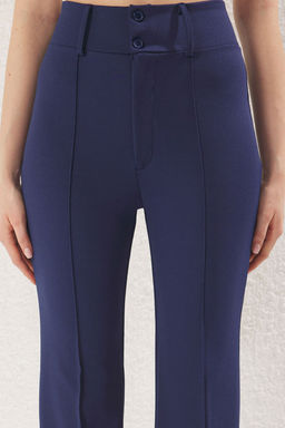 Lacivert Nervur Detayl? Yuksek Bel Flare/Ispanyol Paca Pantolon TWOAW25PL00071