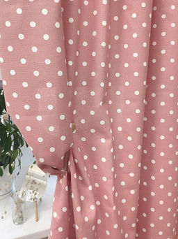 Рогожка Белый горох (11мм) на дымчатой розе, СОРТ2, ш.1.5м, хлопок-100%, 160гр/м.кв - Купава фото 6