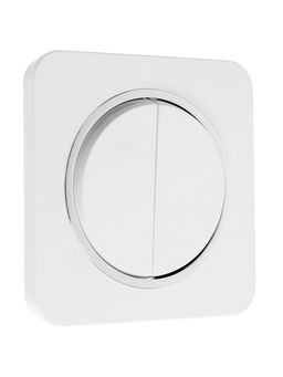 Выключатель, серия Circular, 10 А, двухклавишный, скрытый монтаж, серебристая рамка, белый - Simaland фото 3