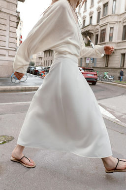 FALDA PAREO MIDI HEBILLA / Blanco - Zara фото 7