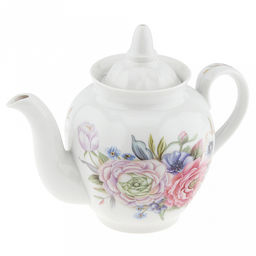 Чайник заварочный фарфоровый "Розы 3D" 2 вариант 900мл, д13см, h14см, форма "Гранатовый" (Россия)