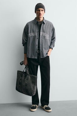 WASHED-EFFECT DENIM TOTE BAG - Zara фото 6