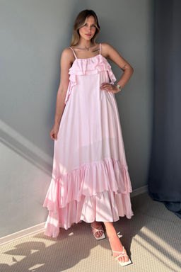 Pembe F?rf?r Detayl? Maxi Dokuma Elbise TWOSS25EL00924 - Trendyolmilla фото 3