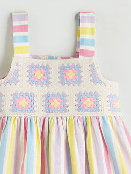 Kare Yaka K?z ?ocuk Keten Elbise