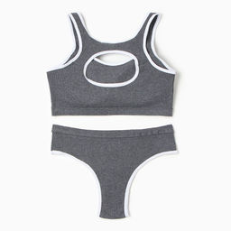 Комплект нижнего белья женский (топ, трусы) Collorista, тёмно-серый, размер 44-46