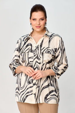 Блуза Элль стиль 2288а кремовый, черный принт