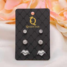 Пусеты 3 пары Сердце ангел, цвет МИКС - Queen fair фото 5