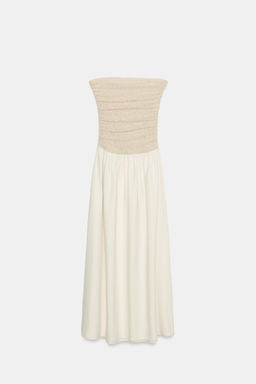 VESTIDO COMBINADO ESCOTE RECTO / Crudo medio - Zara фото 6