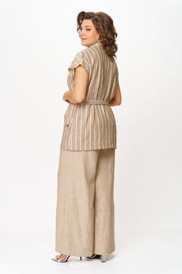 Костюм Michel Chic 1429 бежевый белый , широкая полоска  фото 4