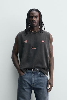 CAMISETA TANK LAVADA ESTAMPADOS / Antracita oscuro